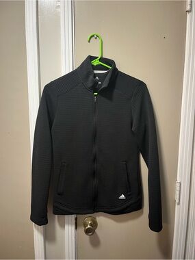 adidas Women’s Black Ribbed Golf Zip-Up Performance Jacket